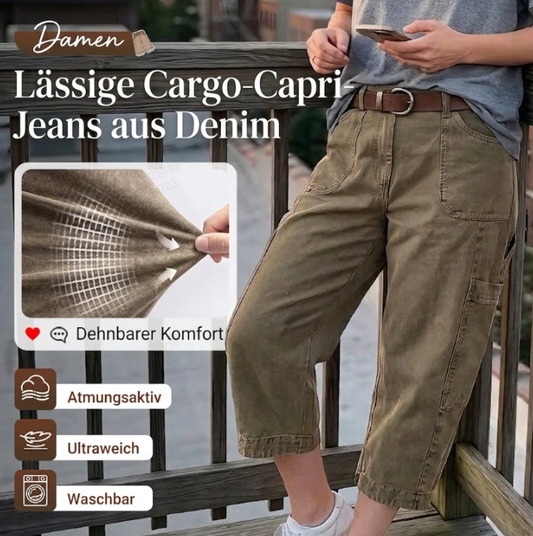 📢Letzter Tag: 55 % Rabatt⏰👖 Lässige Cargo-Caprihosen für Damen – bequeme 3/4-Hosen mit vielen Taschen, perfekt für Alltag, Reisen & Sommer ☀️