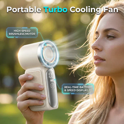 ❄️Mini-Handventilator mit LED-Anzeige👍5-stufiger Turbo-Ventilator im Taschenformat✨Über USB aufladbar, schnelle Kühlung für Reisen und beim Schminken