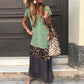 Maxikleid mit Farbblock-Leopardenmuster