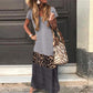 Maxikleid mit Farbblock-Leopardenmuster