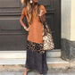 Maxikleid mit Farbblock-Leopardenmuster