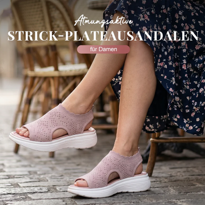 👡 Atmungsaktive Plateau-Sandalen aus Strick für Damen – leicht & komfortabel