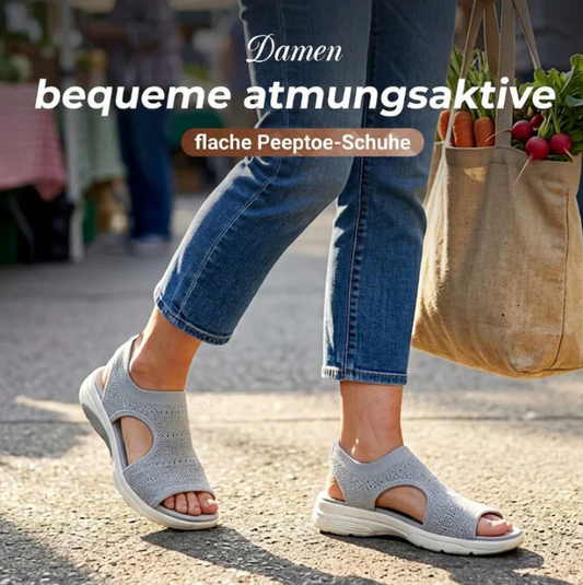 🌺Bequeme atmungsaktive flache Sandalen mit offener Zehe für Damen im Sommer