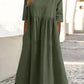 🌸50% Rabatt🌸Frauen gelegentlich grundlegender Outdoor -Crew -Nahrung Taschenpocket Smocked Baumwollkleid