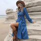 Heißer Sale: 50 % Rabatt💖 Midi-Shirtkleid aus Cord für Damen mit Gürtel