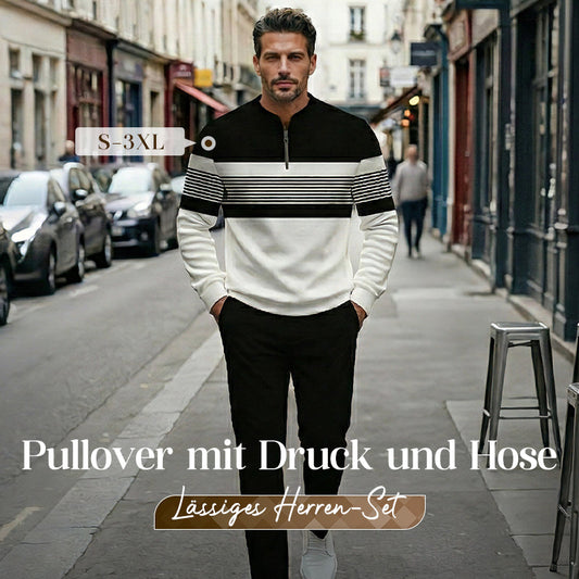 ⌛ Nur noch 3 Tage – 50 % auf alles! ⏰Herren-Set: Pullover mit grafischem Druck und Hose