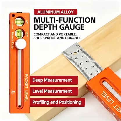 📏 50% RABATT! 🔧 Multifunktionales Markier-Lineal mit Wasserwaage – Präzises Anzeichnen, integrierte Libelle & ideal für Holzarbeiten, Fliesenlegen und DIY-Projekte 🛠️