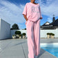 🌻Sommer-Sonderangebot – 50 % Rabatt🟌 Damen-Freizeit-Set, einfarbiges Kurzarm-Oberteil und lockere Hose