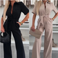 Button-Down-Jumpsuit mit Taillenband für Damen