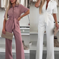 Button-Down-Jumpsuit mit Taillenband für Damen