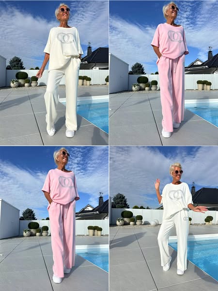🌻Sommer-Sonderangebot – 50 % Rabatt🟌 Damen-Freizeit-Set, einfarbiges Kurzarm-Oberteil und lockere Hose