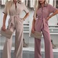 Button-Down-Jumpsuit mit Taillenband für Damen