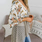 🌸Damenjacke mit Blumenmuster, Rüschen an den Ärmelbündchen und Bindebändern – locker geschnittener, luftiger Cardigan im Boho-Stil
