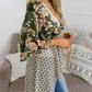 🌸Damenjacke mit Blumenmuster, Rüschen an den Ärmelbündchen und Bindebändern – locker geschnittener, luftiger Cardigan im Boho-Stil