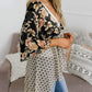 🌸Damenjacke mit Blumenmuster, Rüschen an den Ärmelbündchen und Bindebändern – locker geschnittener, luftiger Cardigan im Boho-Stil