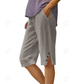 ⏳Zeitlich begrenztes Sonderangebot⏰Einfarbige Caprihose für Damen mit Seitentaschen