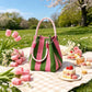 🏆👜 Zeitlich begrenztes Sonderangebot: 50 % Rabatt 🌴 Boho-Handtasche aus gestreiftem Strick für Damen – handgefertigte Sommer-Strand-Umhängetasche