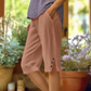 ⏳Zeitlich begrenztes Sonderangebot⏰Einfarbige Caprihose für Damen mit Seitentaschen