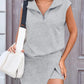 ✨Zweiteiliges Tennis-Skort-Set für Damen – Ärmelloses Oberteil mit halbem Reißverschluss und Sportrock | Lässige Sommer-Sportbekleidung
