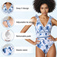 💥 Sonderangebot: 50 % Rabatt 💥 V Neck Lace Up Printed One Piece Swimsuit And Skirt