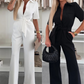 Button-Down-Jumpsuit mit Taillenband für Damen