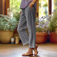 👖lockere, lässige Hose aus Baumwolle und Leinen mit Gummibund und Taschen