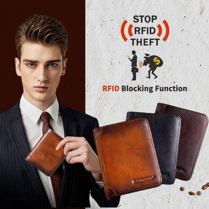 🔥【Letzter Rabatttag!-60 % RABATT】Multifunktionale RFID-Blockierung Wasserdichte, langlebige Brieftasche aus echtem Leder