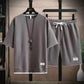Herren 2-teiliges Set aus Waffelstoff: Kurzarm-T-Shirt & Shorts