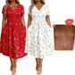 🌸👗 Blumiges Kleid mit V-Ausschnitt und Twist-Detail an der Taille – elegant und lässig für alle Anlässe