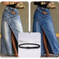 ✨Damen Denim-Maxirock mit mehrlagiger Taille