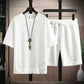 Herren 2-teiliges Set aus Waffelstoff: Kurzarm-T-Shirt & Shorts