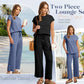 🌺2026 Neu eingetroffen - 50% OFF🌺Damen Casual Cap Ärmel Top Weite Hosen Set