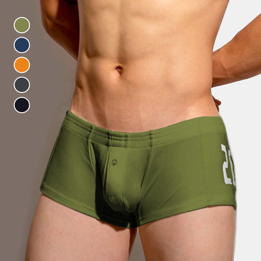 Klassische Herren-Boxershorts mit niedrigem Bund und 3D-Knopfverschluss