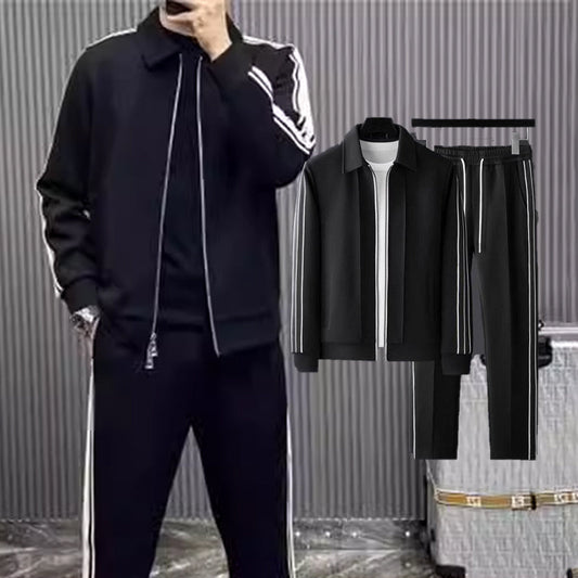 Trendiges Set aus lockerem Sweatshirt mit Reißverschluss und Hose für Herren