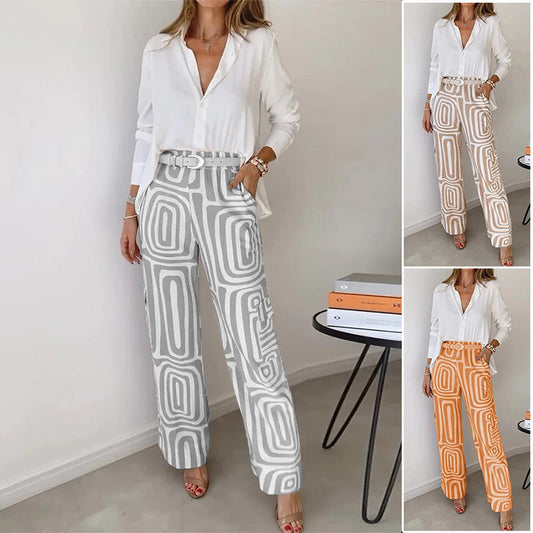 Zweiteiliges Set mit lässigem Hemd und Hose für Damen