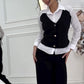 Zweiteiliges Set aus Hemdweste und Hose aus Kunstleder für Damen