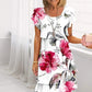 Kaskadenkleid mit Blumenmuster und mehreren Pflanzen