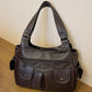 Damen-Tragetasche aus weichem Leder mit mehreren Taschen