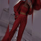 💕2025 HEISSER VERKAUF💐Paillettenblazer und weite Hose für Damen (3-teiliges Set)