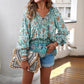 🌷🍃Damenmode bedrucktes Langarmshirt mit V-Ausschnitt
