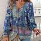 🌷🍃Damenmode bedrucktes Langarmshirt mit V-Ausschnitt