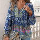 🌷🍃Damenmode bedrucktes Langarmshirt mit V-Ausschnitt