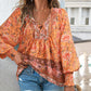🌷🍃Damenmode bedrucktes Langarmshirt mit V-Ausschnitt