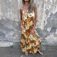 Bedrucktes rückenfreies Kleid mit Spaghetti-Trägern