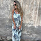 Bedrucktes rückenfreies Kleid mit Spaghetti-Trägern