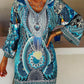 Langärmliges Kleid mit V-Ausschnitt und Bohemian-Print für Damen