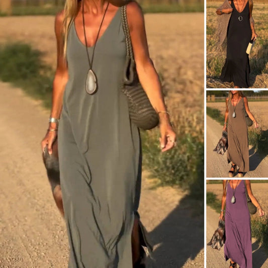✨Neu für den Frühsommer✨Maxi-Cami-Kleid mit V-Ausschnitt für Damen