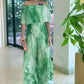 Bedrucktes, plissiertes Off-Shoulder-Kleid für Damen