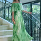 Bedrucktes, plissiertes Off-Shoulder-Kleid für Damen