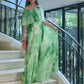 Bedrucktes, plissiertes Off-Shoulder-Kleid für Damen